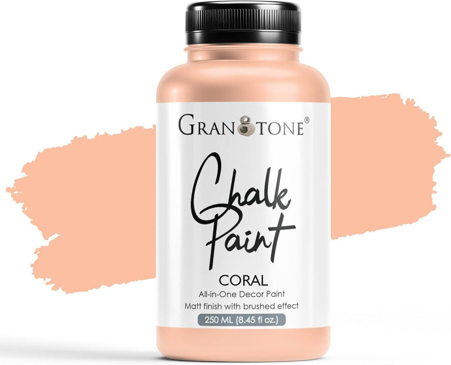 GRANOTONE Chalk Paint for Furniture | Matt-Finish Water-Based Acrylic Paint for Wood, Walls, Metal, Glass, Paper, Fabric Canvas | Maximum Coverage Chalk Paint for Kids & Adults, 250 Ml (CORAL)