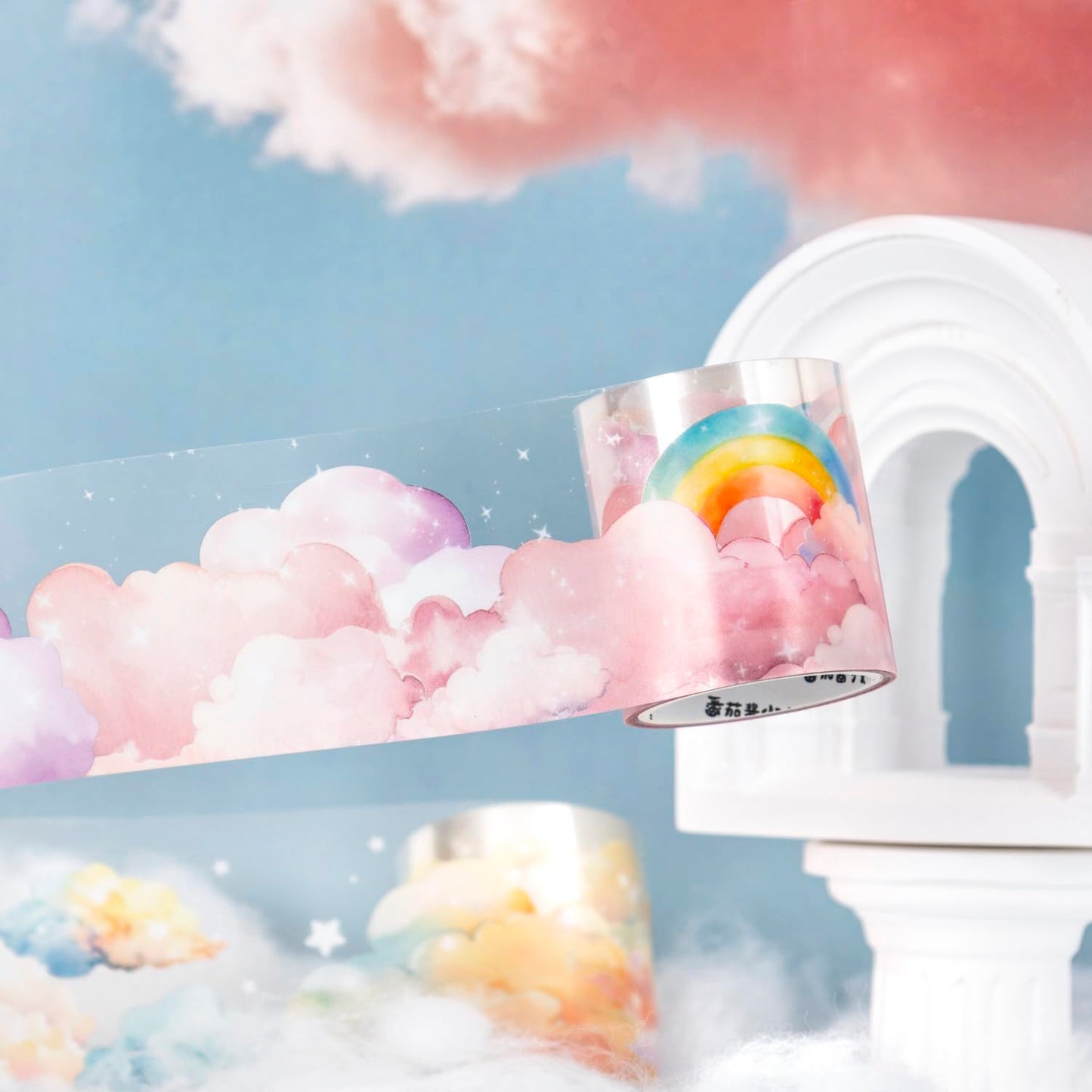 PET Tape Set for Journaling,6 Rolls Cloud Theme Washi Tape Stickers for Scrapbook Supplies,Notebook,Photo Album,Junk Journal,DIY Crafts(Fig. High in The Clouds)