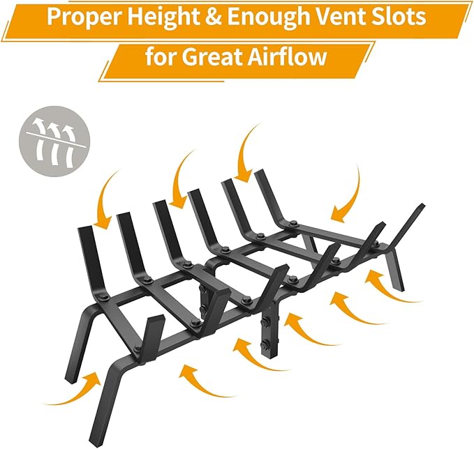 Fireplace Grate, 21 inch Solid Fireplace Log Holder, Heavy Duty Cast Iron Firewood Log Burning Rack Fire Grates for Inside Fireplace Accessories