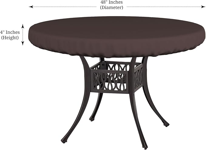 Covers & All Round Table Top Cover, 12 Oz Waterproof UV & Weather Resistant Patio Table Cover, Outdoor Table Cover for Patio Outdoor Furniture & Coffee Table (48" Dia x 4" H Inches, Coffee)