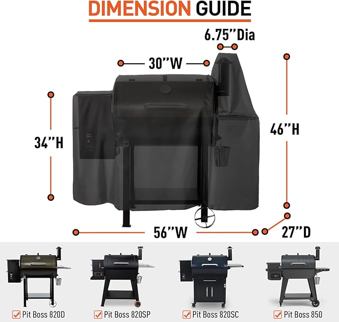Arcedo Smoker Cover Compatible with Pit Boss 820 Deluxe, 850, 820 Sportsman, Heavy Duty Waterproof Wood Pellet Grill Covers, All Weather Protection for Outdoor Grill