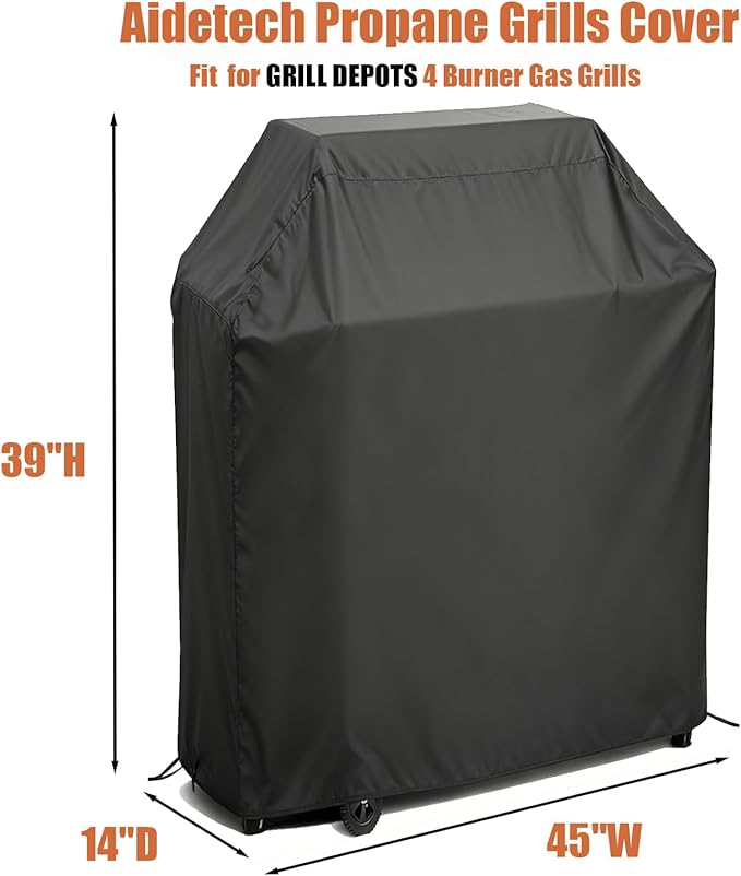 Grill Cover for Grill DEPOTS 4 Burner Gas Grills, Waterproof Outdoor BBQ Covers Propane Gas Grill Cover - 14" D x 45" W x 39" H