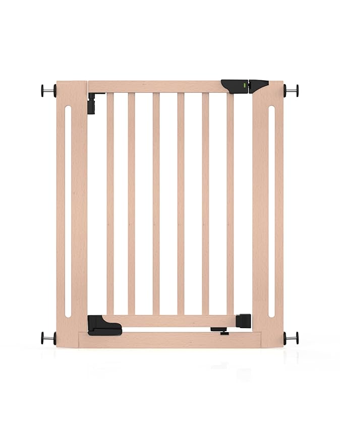 SizeWise™ Wood Pressure Mounted Safety Gate 27.6"-31.5" | Extra-Wide Passage | Auto-Close Two-Way Opening for Doorways and Hallways | Easy Installation | PEFC Certified Beech Wood (28.7" Passage)