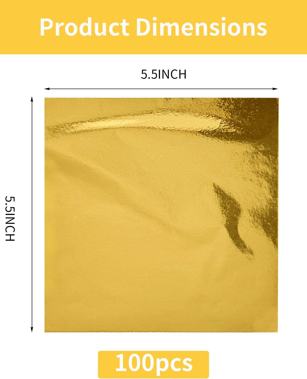 Luckymica Gold Leaf Sheets, 100 Pcs Adequate Gold Foil Sheets for Arts, Crafts, Decoration, Gilding, Paints, DIY, 5.5" x 5.5"