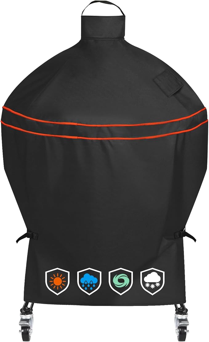 Heavy-Duty 600D Grill Cover fit for Kamado Joe 24-inch Big Joe Series I II III and Other Round 24-inch Charcoal Grill with Similar Sizes, 38" Dia x 55" H