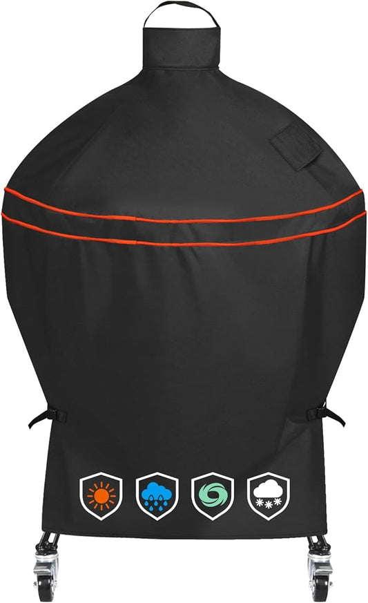Heavy-Duty 600D Grill Cover fit for Kamado Joe 24-inch Big Joe Series I II III and Other Round 24-inch Charcoal Grill with Similar Sizes, 38" Dia x 55" H