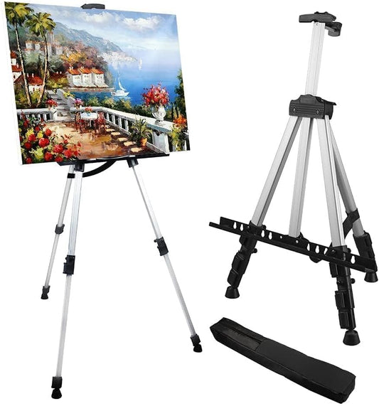 Art Easel Stand for Painting and Sign - RRFTOK Aluminum 66 Inch Metal Tripod Adjustable Portable Easels for Display - Canvas Stand for Table Top Floor Drawing for Artists Adult Holder or Teen