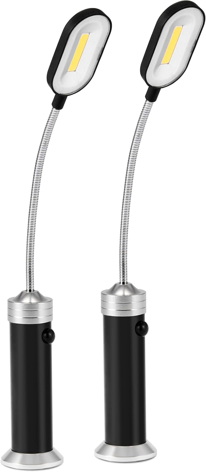BBQ Grill Lights Magnetic Base Super-Bright LED Lights-360 Degree Flexible Gooseneck, Weather Resistant, Task Lighting Barbecue Grilling, 2 Pack (Black)