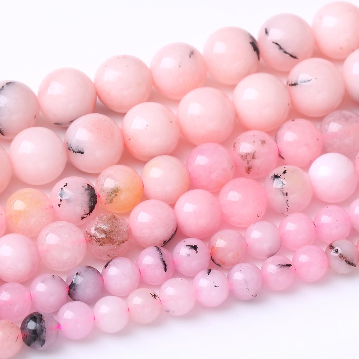 90PCS 4MM Pink Opal Stone Natural Gemstone Round Stone Beads for Jewelry Making DIY Energy Stone Healing Power Bracelet 15"