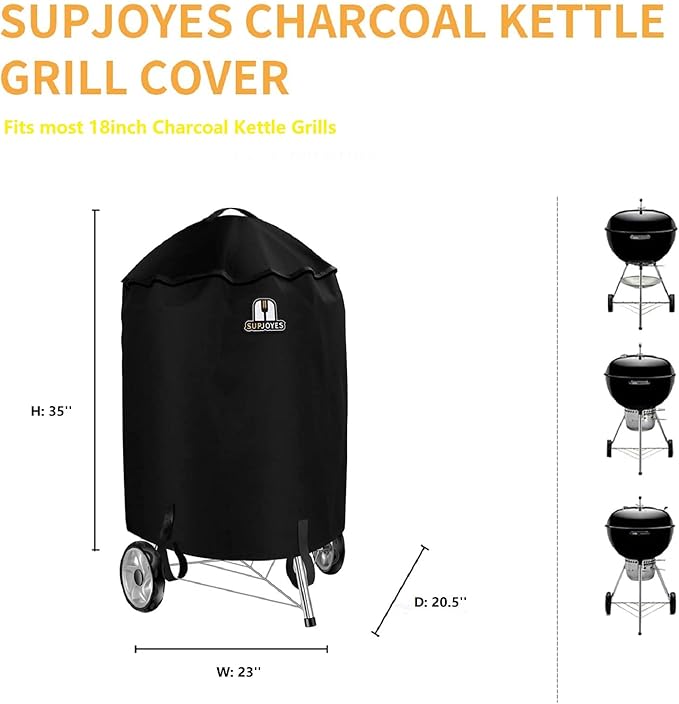 SUPJOYES Grill Cover for Weber Charcoal Kettle, Premium 22 Inch BBQ Grill Covers, Heavy Duty Waterproof Barbecue Accessories