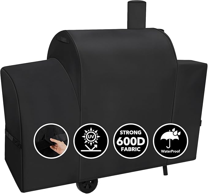 Heavy Duty 600D Grill Cover Fits for Royal Gourmet CC1830S/CC1830W/CC1830SC 30-Inch Charcoal Barrel Grill with Offset Smoker Grill Cover