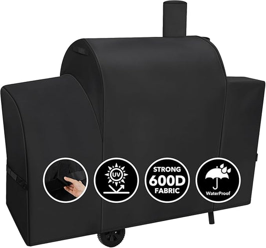 Heavy Duty 600D Grill Cover Fits for Royal Gourmet CC1830S/CC1830W/CC1830SC 30-Inch Charcoal Barrel Grill with Offset Smoker Grill Cover