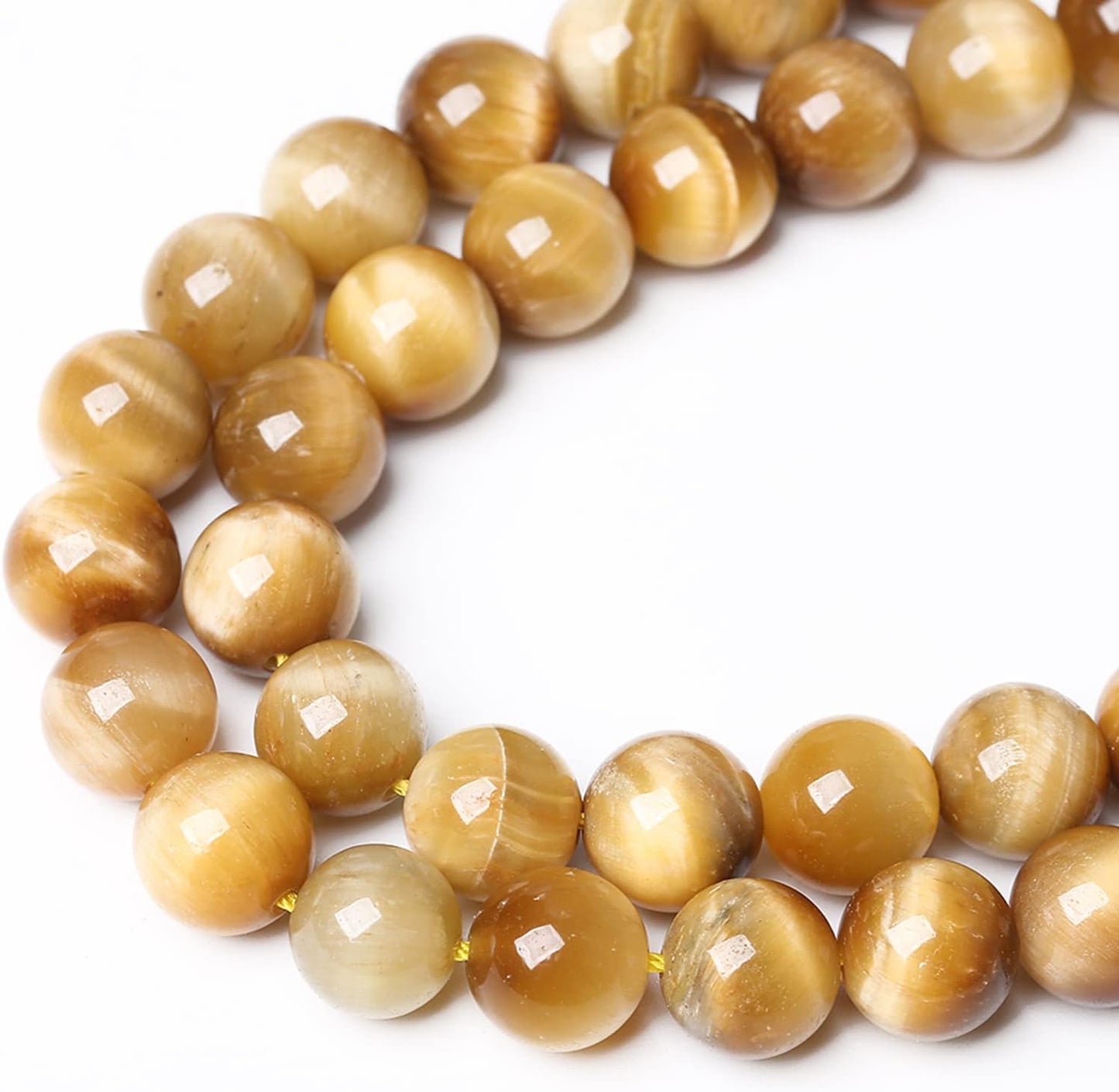 4mm 90pcs Natural Gemstone Gold Tiger Eye Beads Round Spacer Loose Beads for Jewelry Making DIY Bracelet Necklace 15" Inch (Gold Tiger Eye Stone, 4mm)