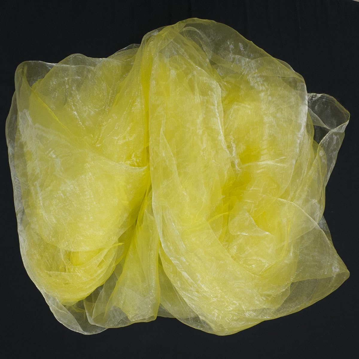 Two-Tone Iridescent Holographic Organza Fabric - 11 Yards by The Yard | Lightweight Sheer Tulle | for Wedding Dresses, Party Decor, DIY Crafts, Shiny Backdrops(Shimmery ICY Yellow)