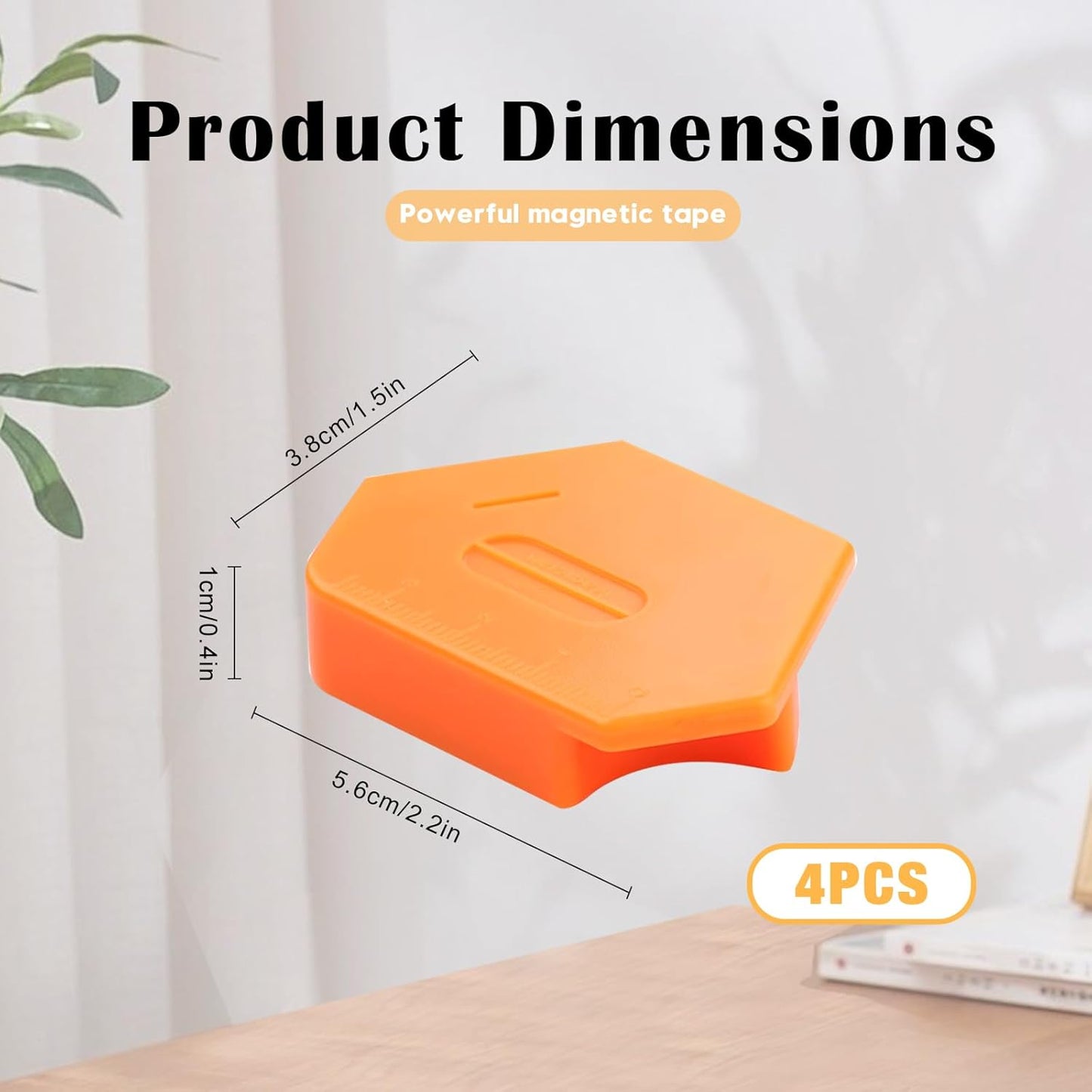 Pcmursal 4 Pieces Magnetic Seam Guide for Sewing Machine, Upgraded Multi-Purpose Tool Polygonal Magnetic Seam Guide with Scale, Sewing Supplies and Accessories (Orange)