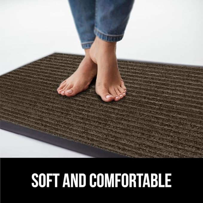 GORILLA GRIP Waterproof Traffic Guard Door Mat, 59x24, Heavy Duty Entryway Mats, Strong Rubber Back Commercial Utility Rugs for Office Hallway, Garage Floor and Home, Low Profile Carpet Runner, Brown