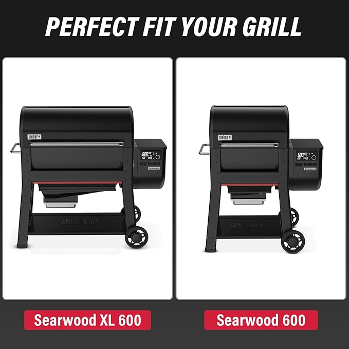 Utheer Grill Side Table Shelf for Weber Searwood 600/600XL – Foldable BBQ Prep Station with Works Cutting Board, Stainless Steel Basin, Lid & Hooks, Side Table for Weber Searwood 600 Accessories