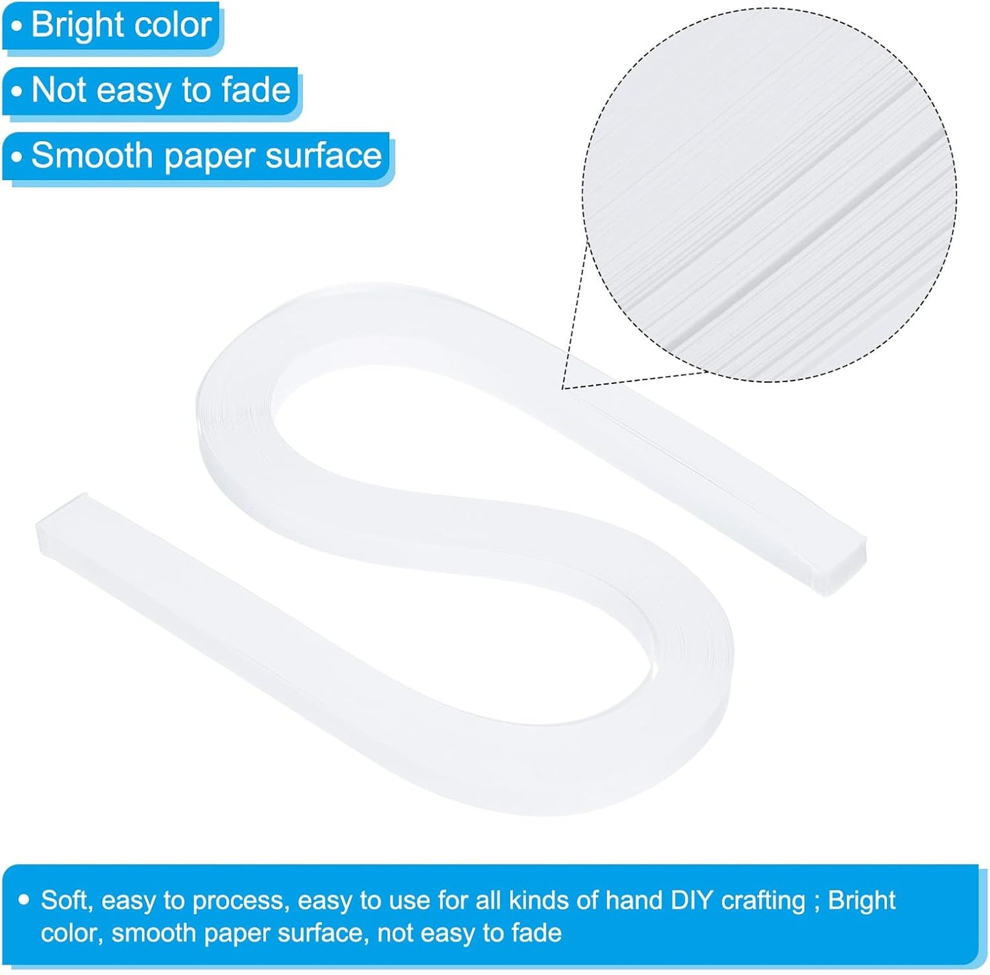 PATIKIL 360pcs Quilling Paper Strips Paper Flowers Quilling Kits 3/8"(10mm) Origami Paper for Adults Beginner Art Craft, 21"(54cm) White