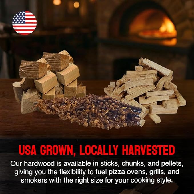 Smoking Wood Mini Splits, 6-Inch Firewood Logs, Naturally-Cured Hickory Hardwood for Wood-Fired Ovens, Smokers, BBQ & Charcoal Grills, USA Made, 12-17 lbs., 800 Cubic Inches