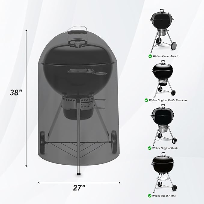 22 Inch Charcoal Kettle Grill Cover, 7150 Cover for Weber Round Grill, Waterproof Grill Cover for Weber 22 Inch Master Touch Charcoal Grill,Heavy Duty Outdoor BBQ Covers