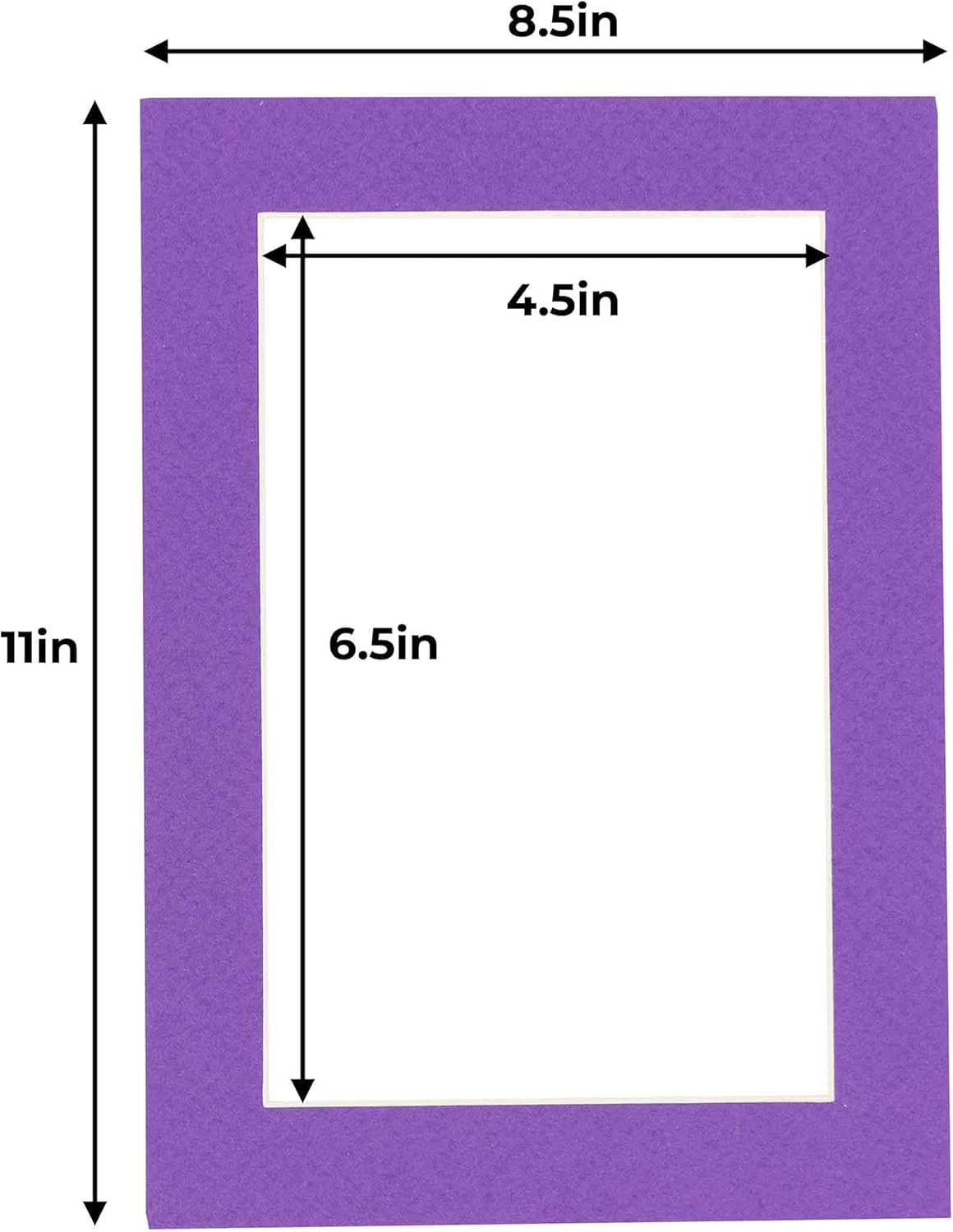 5x7 Mat for 8.5x11 Frame - Precut Mat Board Acid-Free Show Kit with Backing Board, and Clear Bags Purple 5x7 Photo Matte Made to Fit a 8.5x11 Picture Frame Matboard for Framing, Pack of 10 Mats