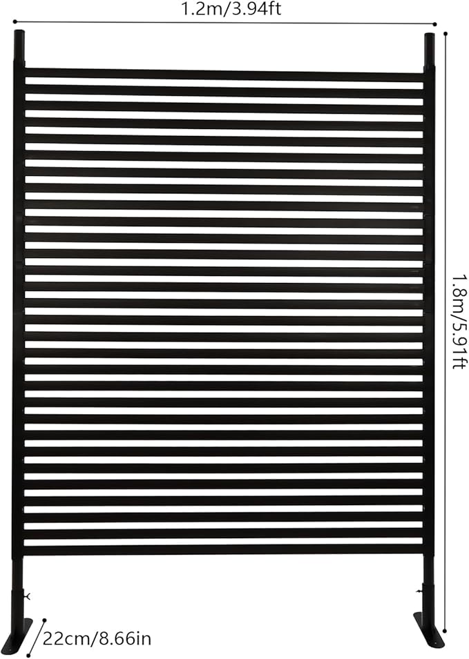 Outdoor Privacy Screens Freestanding, 47" W x 71" H Metal Slatted Decorative Privacy Screen and Panels with Stand, Brown Backyard Panels for Garden Patio