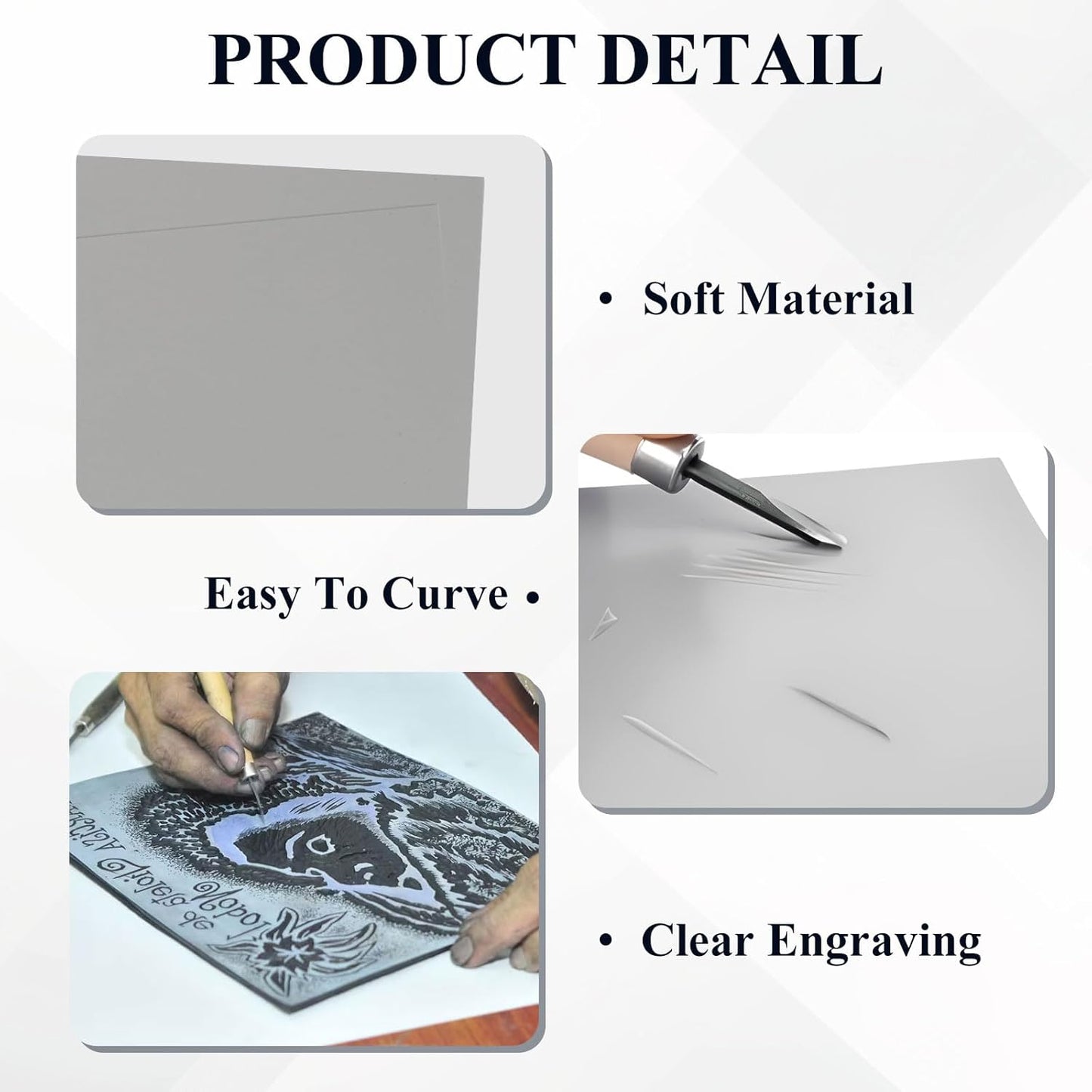 LDXDRU 8 Pack Linoleum Block for Printmaking, 12 x 12 Inch Linoleum Blocks Gray Linocut Block Linoleum Block Printing for Engraving Art Project Printmaking Stamp Carving Block