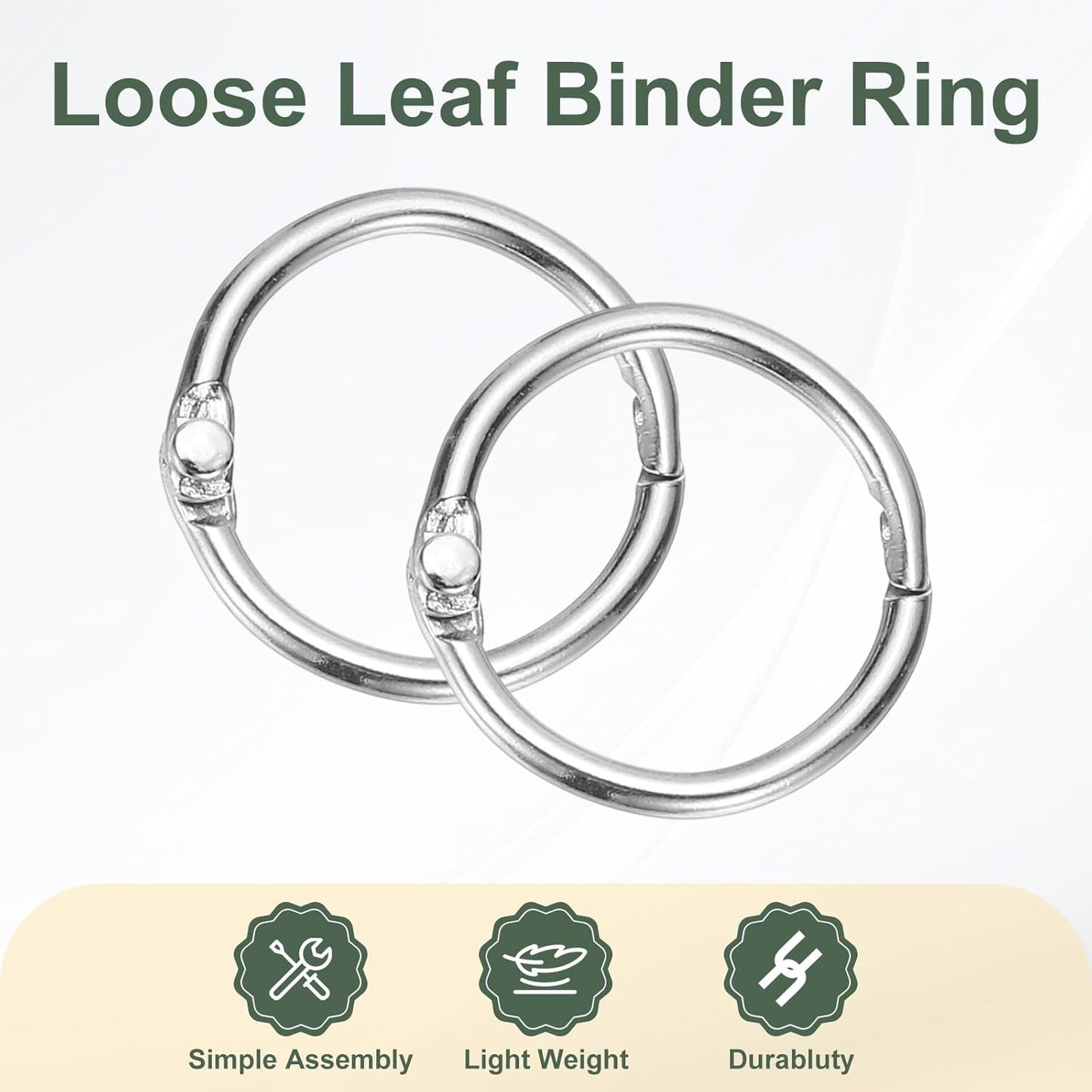 PATIKIL 0.8" x 1" Loose Leaf Binder Rings, 30 Pcs Metal Book Rings Nickel Keychain Ring for Paper Index Cards Flash Card Notebook Rings Office Home Book Binder, Silver Tone