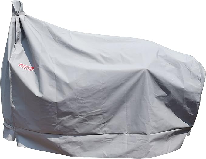 Heavy Duty Charcoal Grill Offset Smoker Cover, Outdoor Smokestack BBQ Cover, Special Fade and UV Resistant Material, Fits Brinkmann Trailmaster, Char-Broil, Dyna-Glo and More Grey
