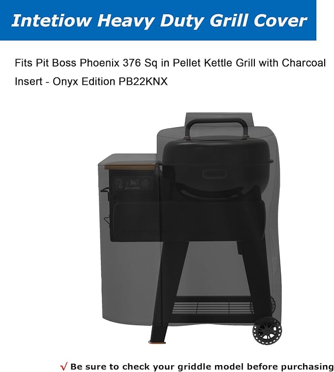 Grill Cover for Pit Boss Phoenix 376 Pellet, Heavy Duty 600D Waterproof for PitBoss Onyx Edition Phoenix Kettle Pellet Charcoal Grill Smoker Cover Accessories, Black