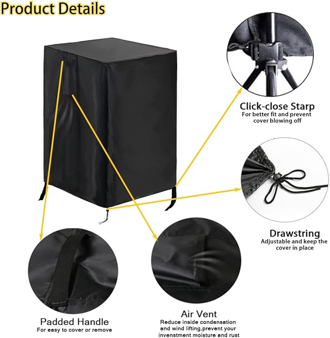 POMER Fire Column Cover,21inch Square Firepit Cover for Patio Fire Column Waterproof Outdoor Fireplace- 21"Lx21"Wx35"H