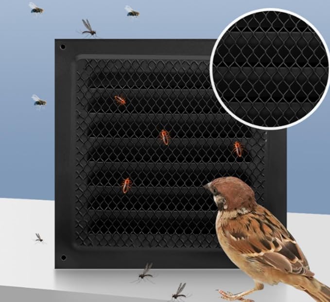 2pcs Attic Vent Soffit Vent Aluminum Wall Vent Metal Shed Vent Square Vent Louver Vent Grille with Built-in Insect Screen for Exterior Door House Attic Garage Ceiling (Black 12" x 12"-2 Pack)