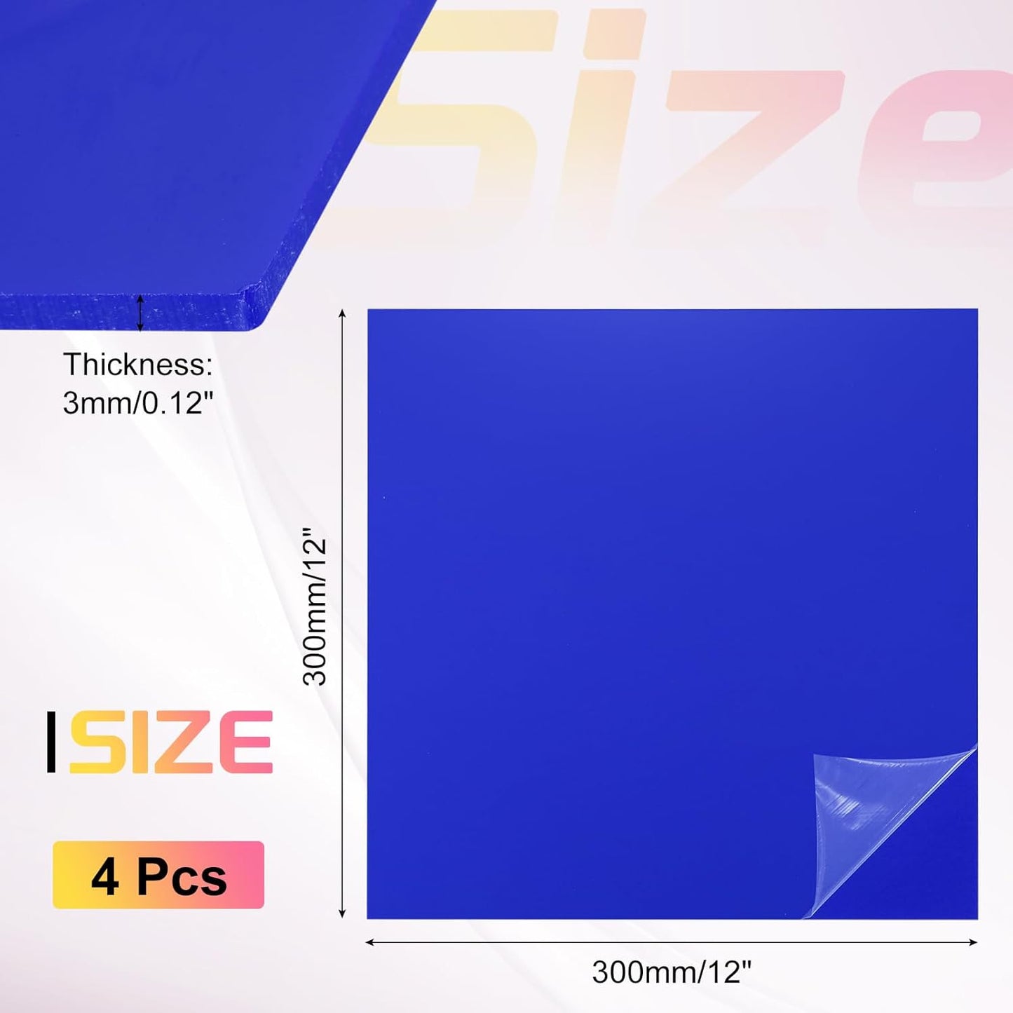 uxcell 4Pcs Acrylic Sheets 12x12 Inch Acrylic Panel 1/8 Inch-3mm Plastic Board for Picture Frames Sign Holders DIY Display Projects Craft, Dark Blue