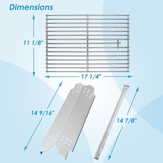 Replacement Parts for Nexgrill 4 Burner 720-0925P 720-0925 720-0925PG, Grill Grates Heat Shield and Burner Kit for Nexgrill Replacement Parts 4 Burner 720-0925P