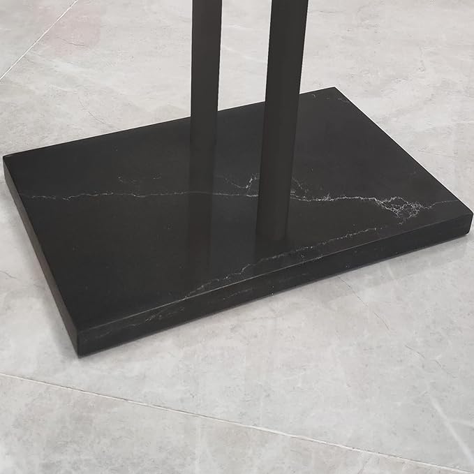 40 Inch Freestanding Towel Rack for Bathroom Floor Double-T Shape Bath Sheet Holder with Marble Design Base Standing Towel bar Next to Tub or Shower Towel Holder Stand SUS304 Matte Black