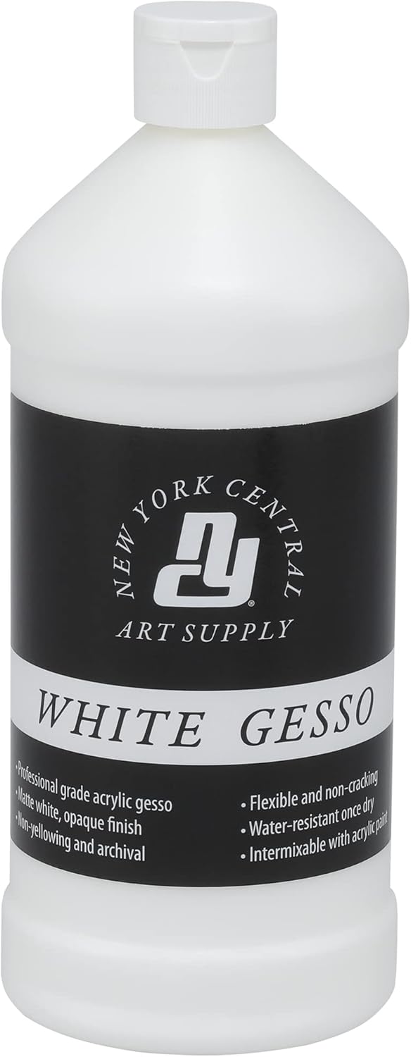 Acrylic Gesso - White Professional Grade Gesso for Painting, Acrylic, Oil, Pastels, & More! - 32 oz Bottle