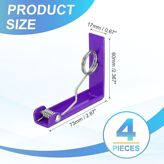 uxcell 4 Pack Tablecloth Clips, Stainless Steel Table Cloth Cover Clamps, 2.87" x 2.36" Windproof Holder Clips for Home Party Picnic Wedding Camping Dining Tables, Purple