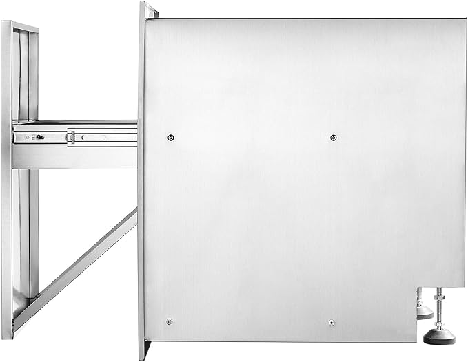 VEVOR Outdoor Kitchen Trash Drawer 17.7W x 25H x 22.8D Inch, Stainless Steel Trash Drawer with Handle and Pull-Out Tray, Outdoor Pull Out Kitchen BBQ Island, Trash Can NOT Included