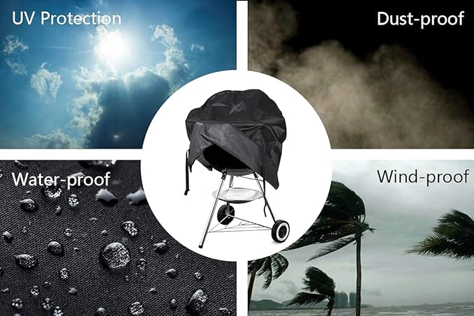 18 inch Grill Cover for Round Grill Cover Waterproof 600D Heavy Duty Outdoor Canvas BBQ Grill Cover Dome Smoker Cover