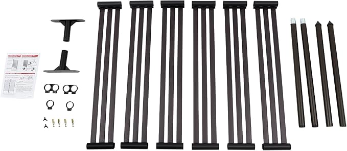Outdoor Freestanding Privacy Screens, 35.4" W x 47" H Metal Slatted Decorative Panels with Stand, Brown Backyard Privacy Panels for Garden Patio