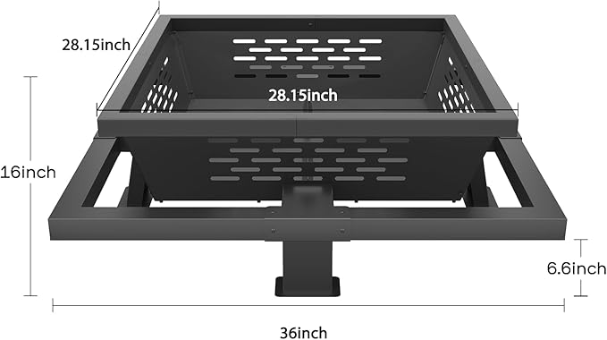 36 inch fire Pit, Square Outdoor Fire Pit with Poker, Wood Burning Fire Pit for Camping, Backyard, Patio