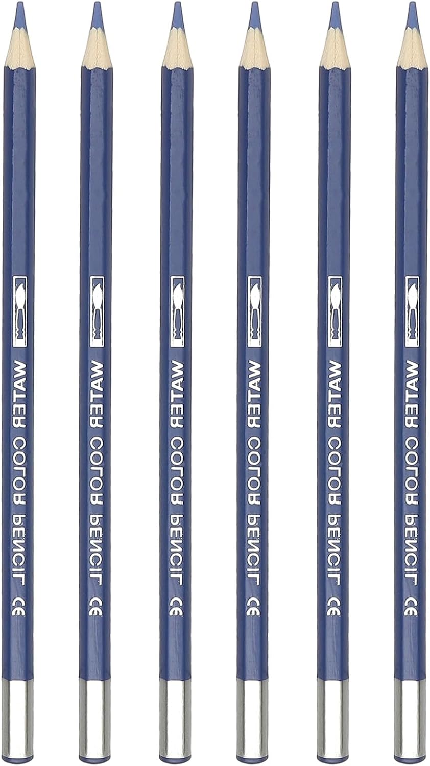 PATIKIL Watercolor Pencil, 6Pcs Water Soluble Pencils for Blending, Coloring, Sketch Drawing, Painting, Ocean Blue