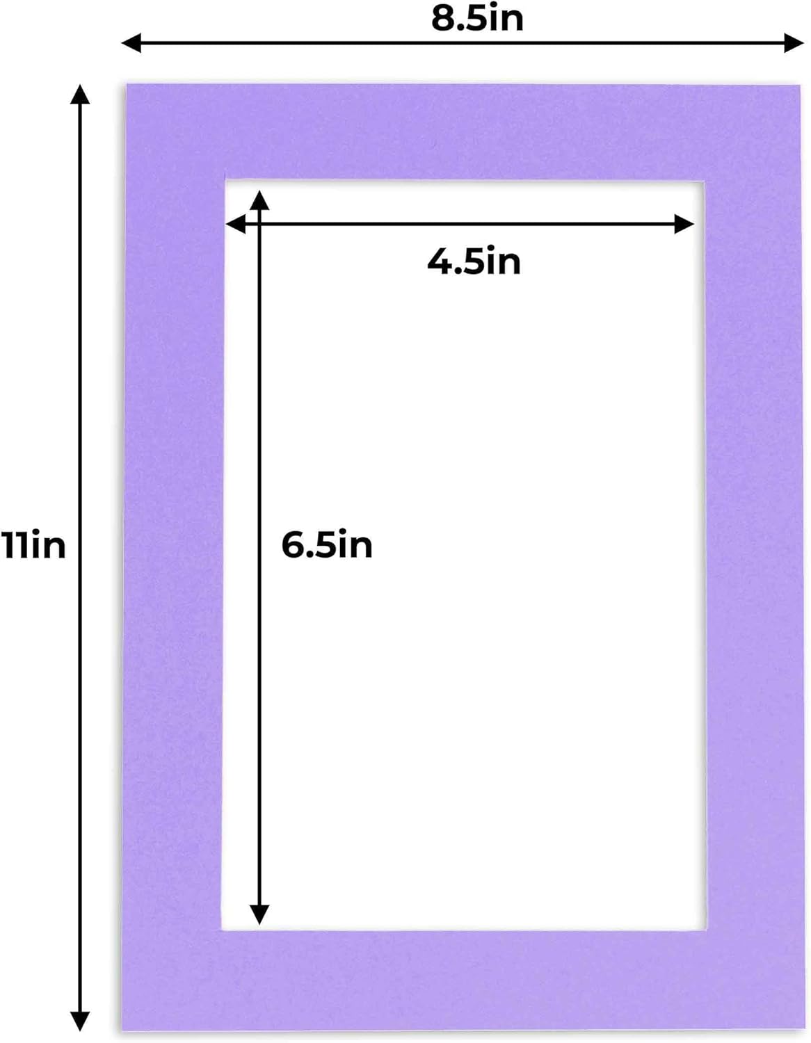 5x7 Mat for 8.5x11 Frame - Precut Mat Board Acid-Free Light Purple 5x7 Photo Matte For a 8.5x11 Picture Frame, Premium Matboard for Family Photos, Show Kits, Art, Picture Framing, Pack of 1 Mat