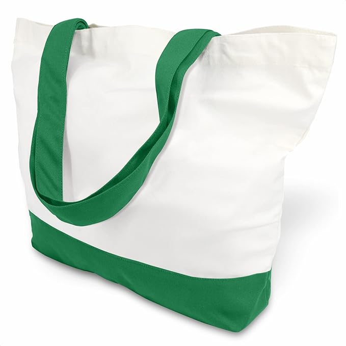 TOPDesign 3-Pack Super Strong Large 12oz Cotton Canvas Tote Bags, Reusable Grocery Shopping Cloth Bags, Fashionable Two-Tone Totes for Crafts, DIY Your Creative Designs