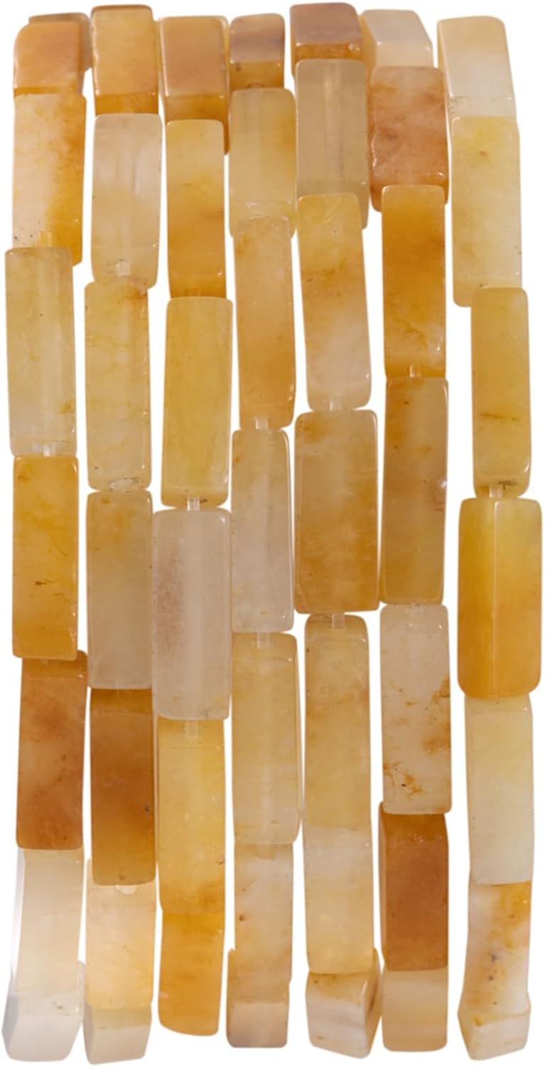 Natural Yellow Jade Rectangle Tube Beads 4x13mm 38cm/str Loose Semi Gemstone Stone Beads for Making Bracelets Necklace Earrings