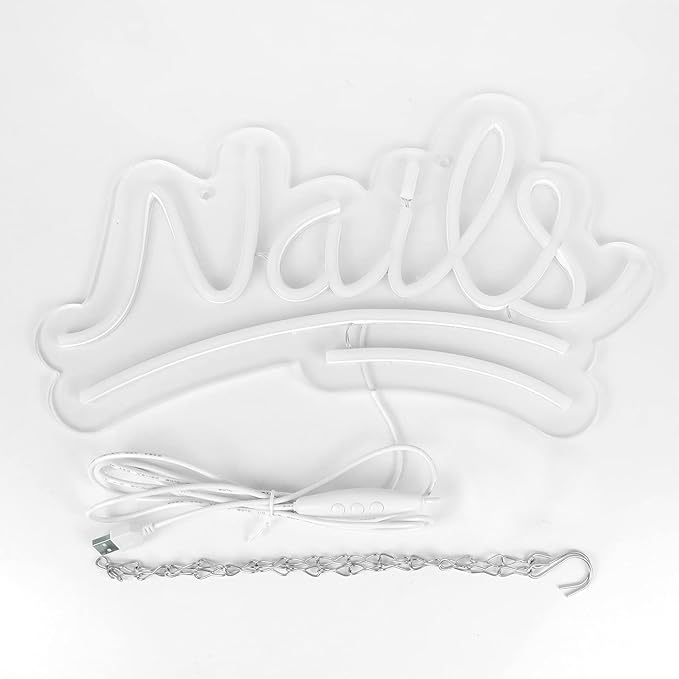 JFLLamp Nails Neon Signs for Wall Decor Neon Lights for Bedroom Led Signs Suitable for Nail Salon Office Man Cave Beer Bar Pub Restaurant Christmas Birthday Party Gift for Lover (Nails)