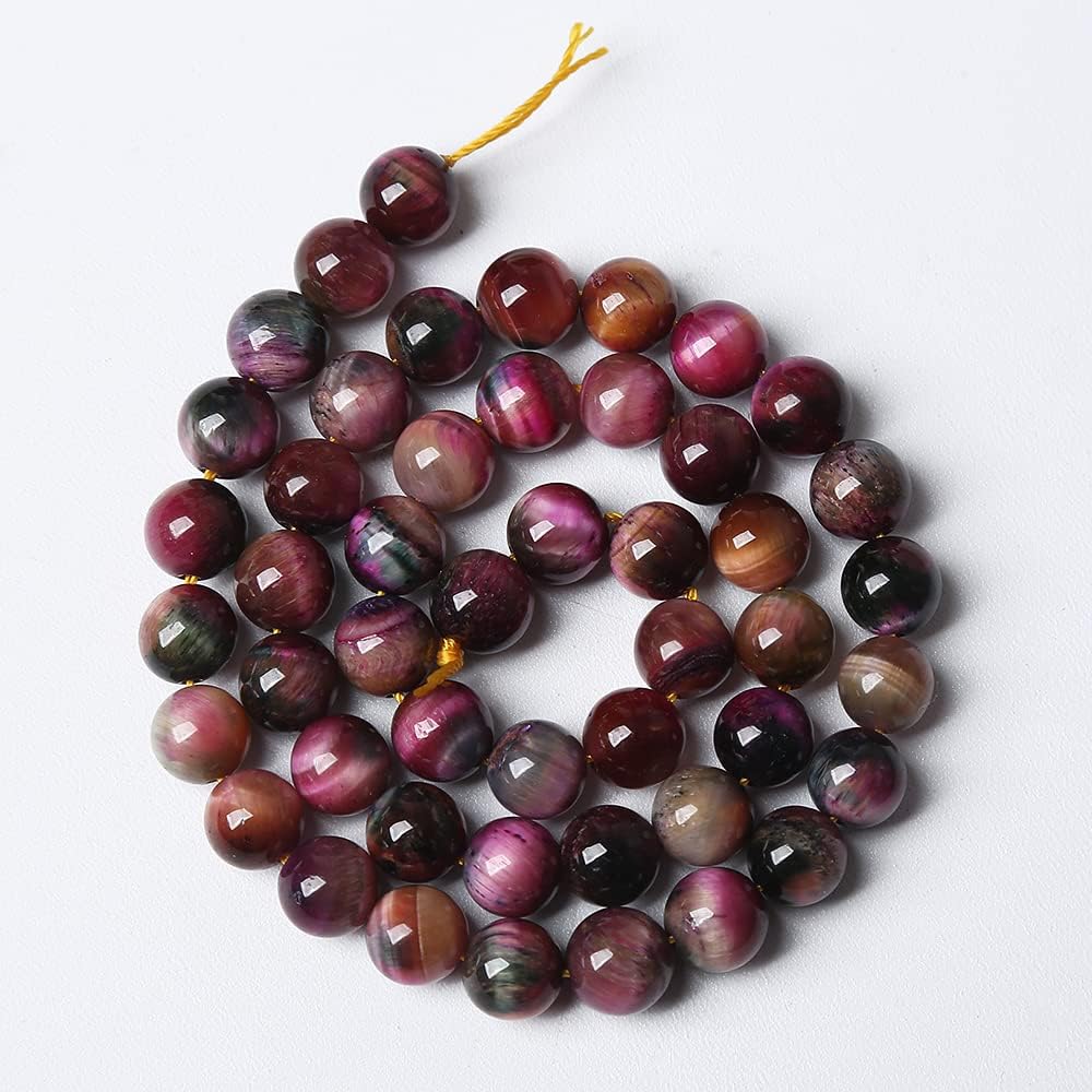 90pcs 4mm Top AAA Natural Tiger Eye Beads for Jewelry Making Rose Red Starry Sky Tiger Eye Stone Round Loose Beads DIY Bracelet Necklace Earrings(Rose Red Starry Sky Tiger Eye, 4mm)