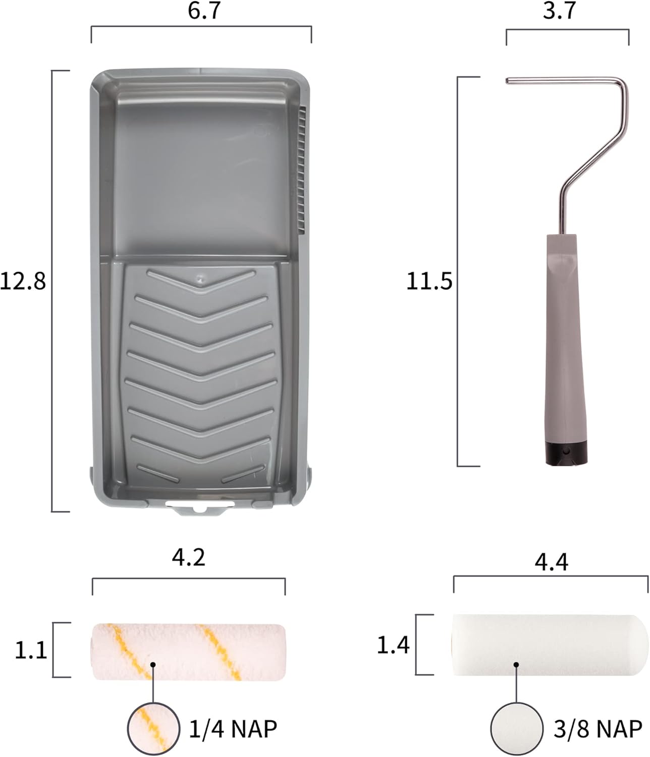 Voomey Small Paint Roller, Mini Paint Roller Kit 4 Inch, Microfiber Paint Rollers, Foam Paint Roller, Paint Roller Covers, Paint Tray with Liner, Mini Rollers for Painting