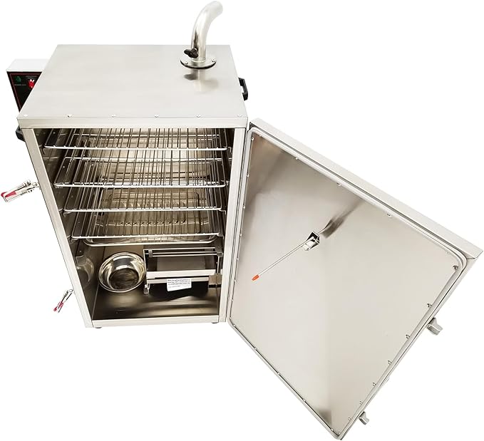 Electric BBQ Meat Smoker Commercial Vertical Digital Side Wood Chip Loader Grill Sausage Smoke Oven 5 Detachable Racks 110V 95-248℉