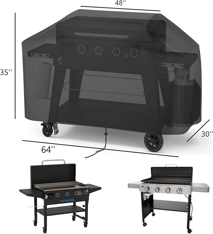 Heavy Duty Griddle Cover for Pit Boss 4-Burner Ultimate Griddle, Waterproof Black - 63" L×31" W×35" H